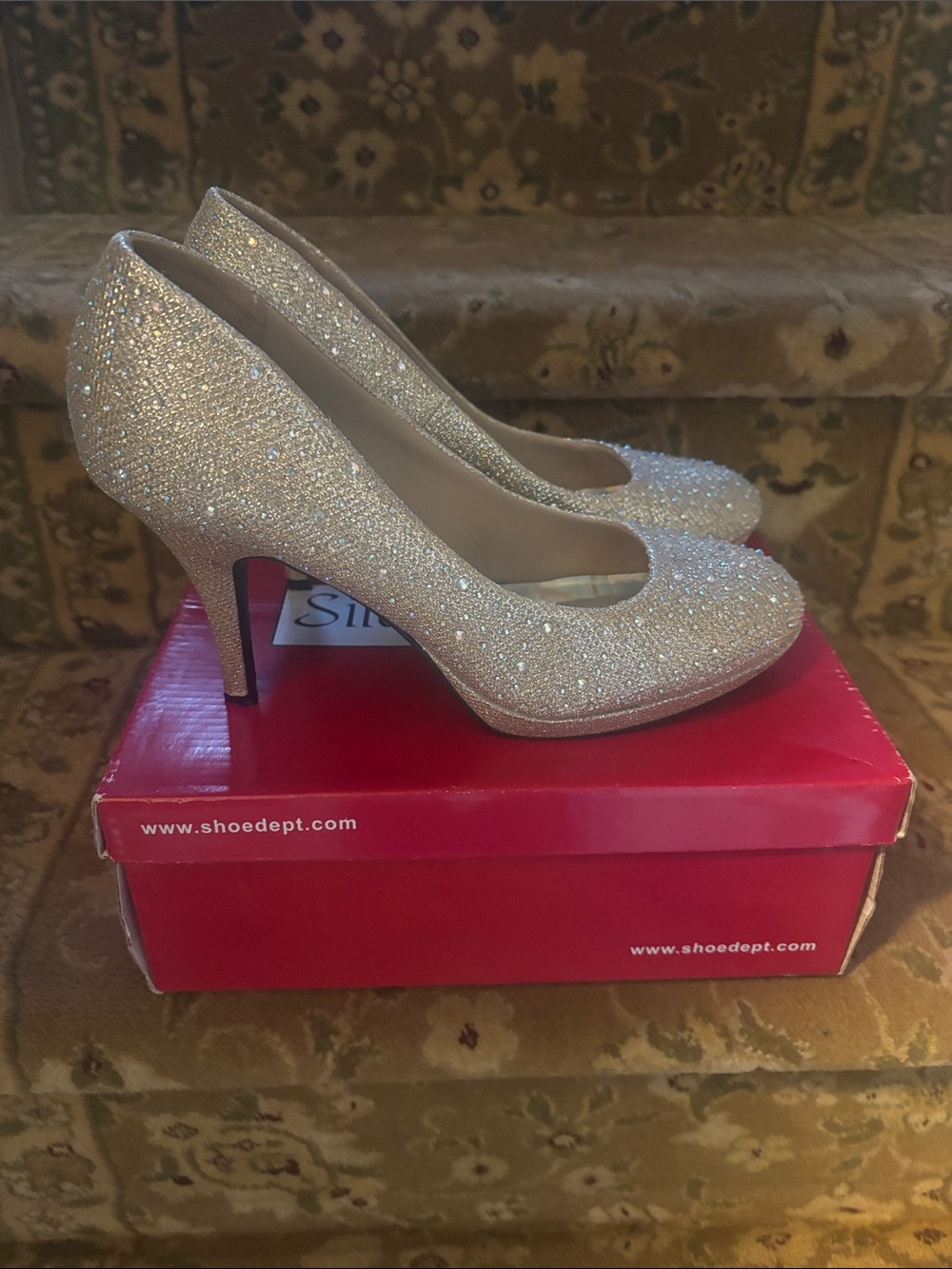 Glitter Gold High Heel Pumps - Women's Dress Heels